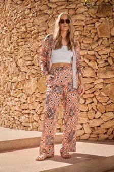 Long Tall Sally Brown Tile Satin Trousers (E05875) | $58