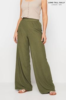 Zelena - Long Tall Sally Long Tall Sally teksturirane hlače s širokimi hlačnicami (E05884) | €39