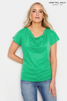 Long Tall Sally Green Textured Cowl Neck Top (E05893) | AED150