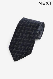 Navy Blue Silk Textured Tie (E05920) | €19