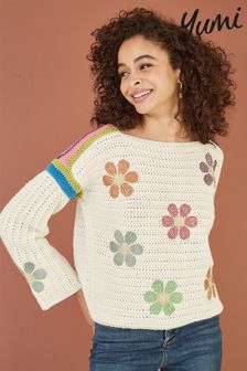 Yumi Cream Crochet Flower Jumper (E06140) | kr649