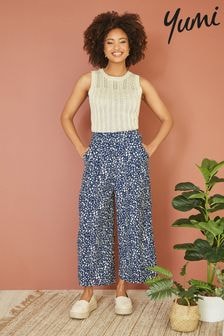 Yumi Blue Dash Print Culotte Trousers (E06141) | $69