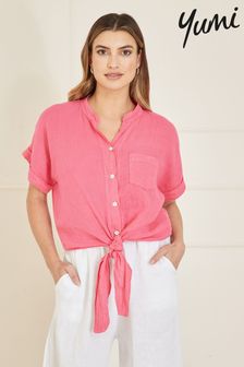 Yumi Pink Italian Linen Shirt (E06143) | $94