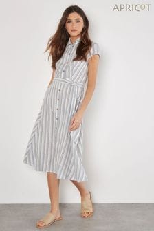 Apricot Striped Midi Cap Sleeve Shirt Dress (E06239) | NT$1,960