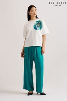 Ted Baker Caraae Sequin Graphic Boxy White T-Shirt