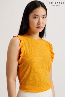 Ted Baker Orange Iilaa Frill Sleeve Top (E06265) | KRW117,400
