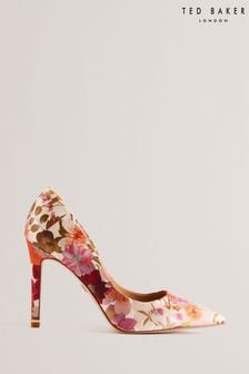 Ted Baker Cream Floral High Heeled Caaraa Pumps With River Of Gold Heel (E06266) | AED718