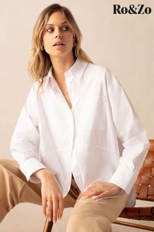 Ro&zo Cotton Split Front White Shirt (E06315) | 36 ر.ع