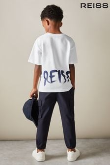 Reiss Optic White/Navy Abbott Junior Cotton Motif T-Shirt (E06344) | $33