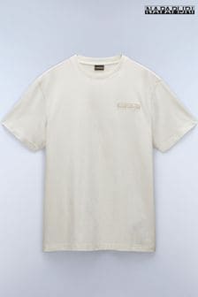 Napapijri Kander White Short Sleeve 100% Cotton T-Shirt (E06394) | $77