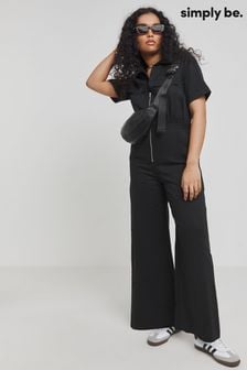 Simply Be Black Twill Boilersuit (E06490) | €56