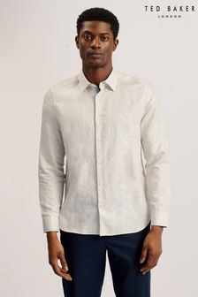 Kremowy - Ted Baker Romeos Linen Shirt (E06532) | 570 zł