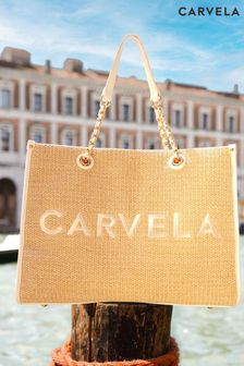 Carvela Cream Raffia Chain Tote Bag (E06659) | $238