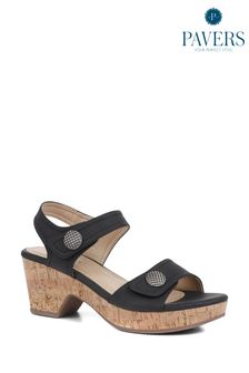 Črna - Pavers Strappy Heeled Sandals (E06721) | €40