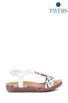 Pavers Flat Strappy White Sandals (E06741) | $52