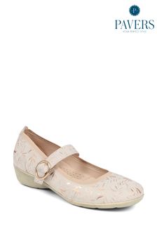 Pavers Cream Floral Mary Janes Shoes