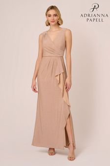 Adrianna Papell Nude Studio Metallic Knit Draped Dress (E06793) | 950 ر.س