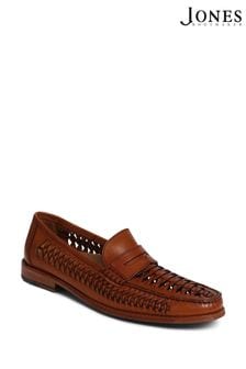 Jones Bootmaker Riverside Woven Leather Brown Loafers (E06927) | €136