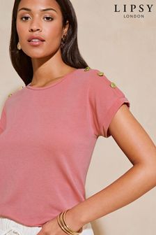 Lipsy Pink Round Neck T-Shirt (E07290) | $33