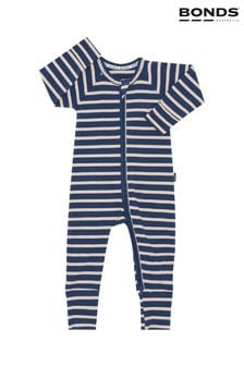 Bonds Blue Easy Stripe Zip Sleepsuit Wondersuit (E07299) | NT$1,260