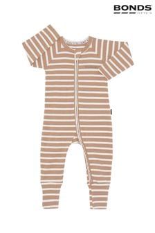 Bonds Natural Easy Stripe Zip Sleepsuit Wondersuit