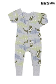 Bonds Oversize-Schlafanzug mit Dino-Print und Reißverschluss, Grau (E07311) | 34 €