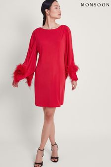 Monsoon Red Fi Feather Tunic Dress (E07314) | kr1,168