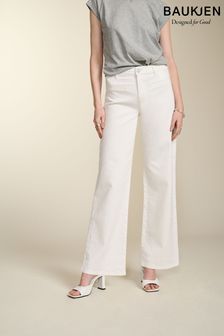 Baukjen Organic Pocket Wide Leg White Jeans (E07450) | €172