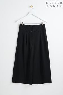 Oliver Bonas Basque Waist Wide Leg Cropped Black Trousers (E07636) | NT$3,030