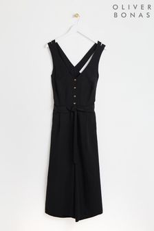 Oliver Bonas Belted Sleeveless Black Jumpsuit (E07655) | $158
