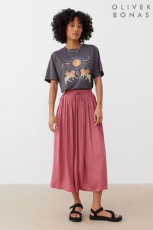 Oliver Bonas Rose Pink Pleated Midi Skirt (E07663) | CA$186
