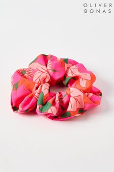 Oliver Bonas Pink Jaya Jungle Blooms Floral Hair Scrunchie (E07674) | ￥2,200