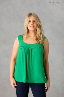 Live Unlimited Green Curve Pleat Neck Sleeveless Blouse (E07861) | 69 €