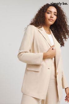 Simply Be Natural Linen Relaxed Blazer (E07897) | AED277