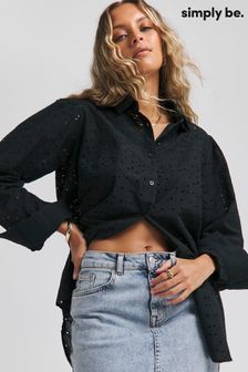 Simply Be Broderie Black Shirt