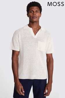 Moss Ecru Natural Open Knit Skipper Polo Shirt (E07913) | NT$3,270