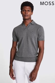 MOSS Linen Blend Skipper Polo Shirt (E07919) | kr920