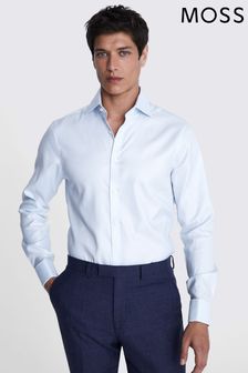 Голубая приталенная рубашка из саржи Moss (E08116) | €66