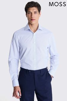 MOSS Regular Fit Single Cuff Printed White Shirt