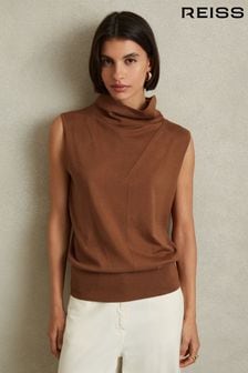 Caramello - Reiss Harper Wool Slouched Sleeveless Top (E08138) | €102