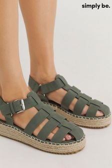 Simply Be Green Fisherman Upper Espadrille Sandals In Extra Wide Fit (E08168) | $50