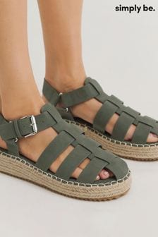 Simply Be Green Wide Fit Fisherman Upper Espadrilles Wedges (E08180) | 144 QAR