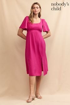 Nobodys Child Pink Plain Midi Dress (E08240) | €101