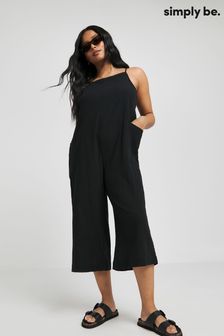 Simply Be Cheesecloth Beach Black Jumpsuit (E08603) | 139 د.إ