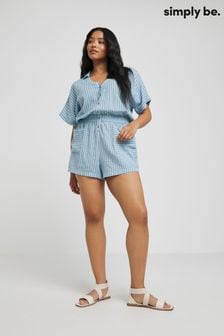 Simply Be Blue Cheesecloth Beach Playsuit (E08604) | ₪ 131