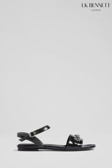 LK Bennett Kelly Patent Snaffle-Detail Flat Sandals (E08744) | OMR129