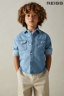 Reiss Mid Blue Mardin 3-9 yrs Denim Overshirt (E08803) | $74