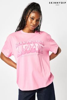 Skinnydip Oversized Pink Stay In Your Lane T-Shirt (E08860) | OMR11