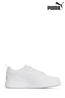 Puma White Unisex Kids Rebound V6 LO Sneakers Trainers (E09043) | $94