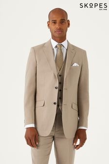 Skopes Tailored Fit Brown Tuscany Stone Linen Blend Suit: Jacket (E09247) | 701 SAR
